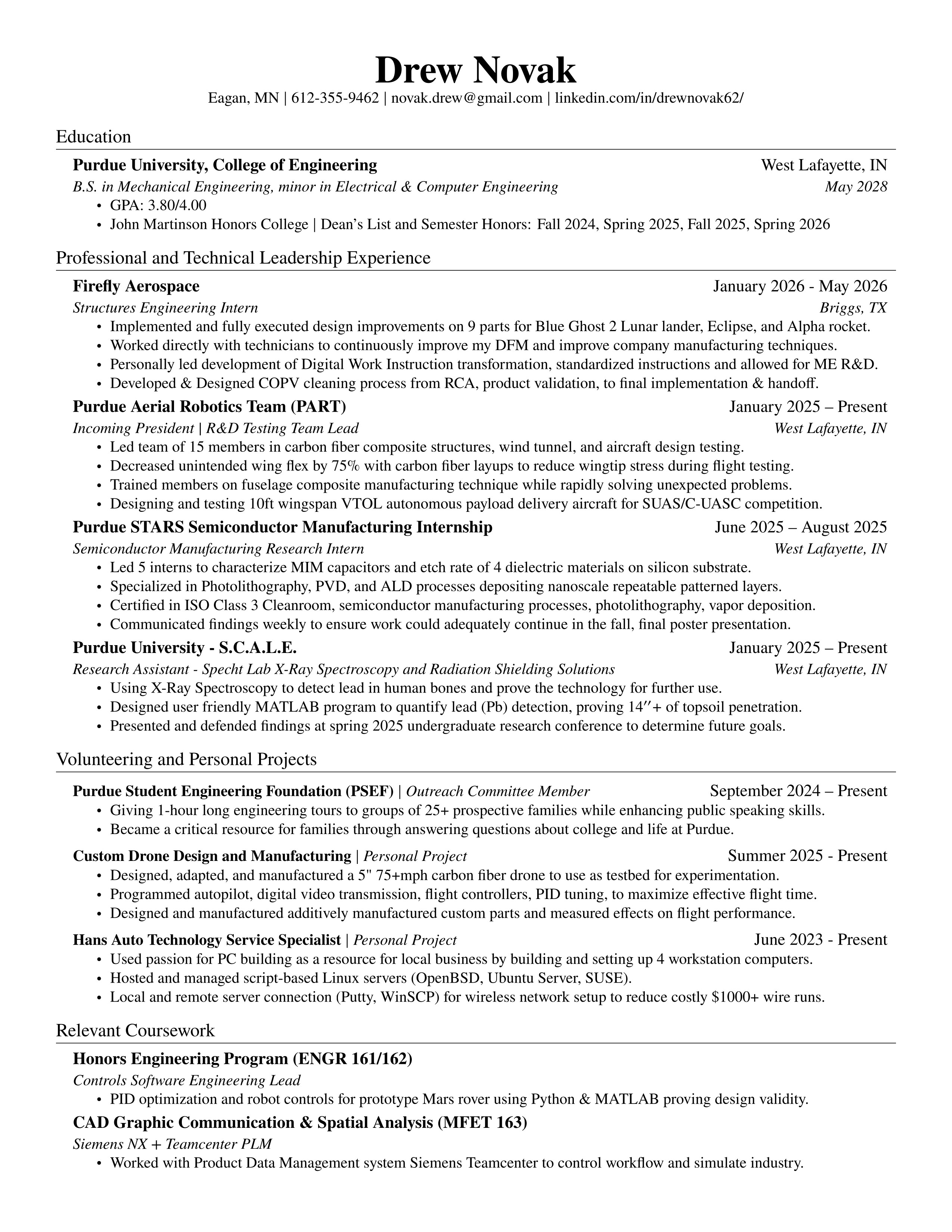 Drew Novak Resume